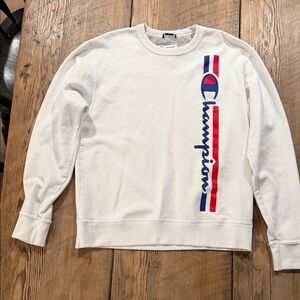 Vintage!!!  90’s Champion Cream Crewneck Sweater with Logo